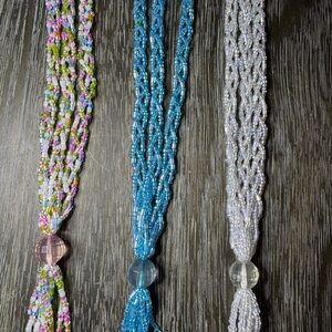 Vintage Seed Bead Open Ended Multi•Strand Lariat Style Necklace Belt